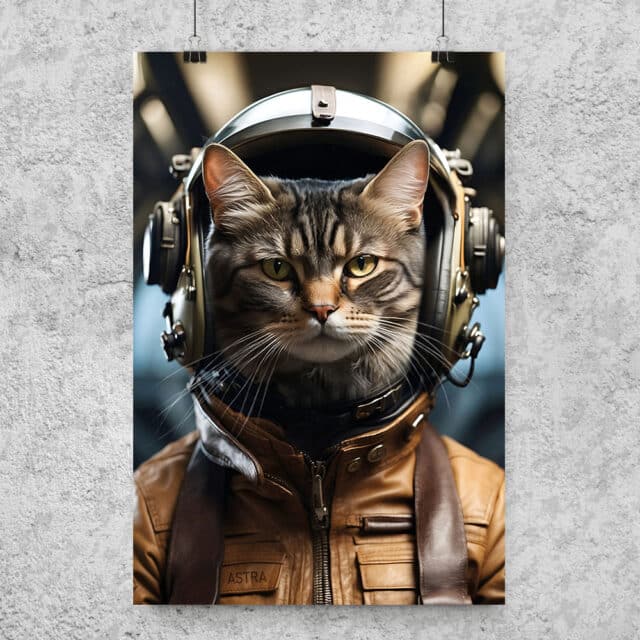 quadro personalizzato gatto aviatore